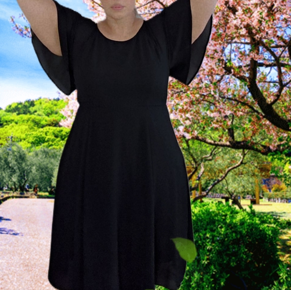 Torrid Midi black flared sleeved dress